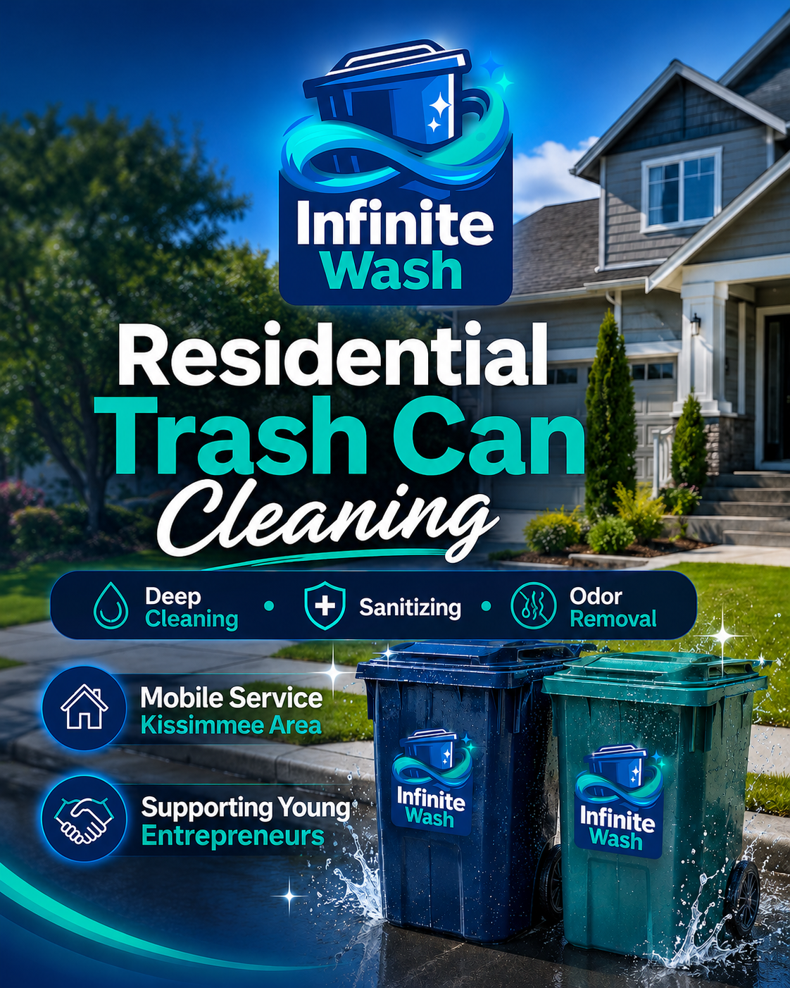 Infinite Wash residential trash can cleaning